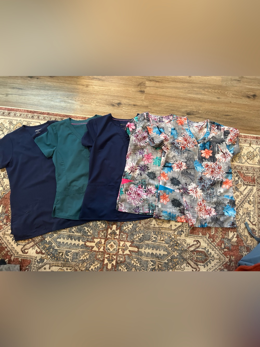 Jockey Women’s Floral and Solid Scrub Tops - Navy, Teal, Multicolor
